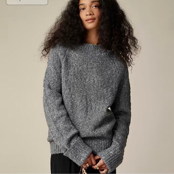 J.CREW Cuffed Sleeve Mockneck Sweater Heather Gray Chunky Soft Size Small NEW - Picture 7 of 8
